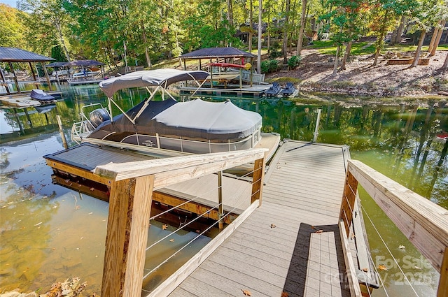 dock area featuring a water view