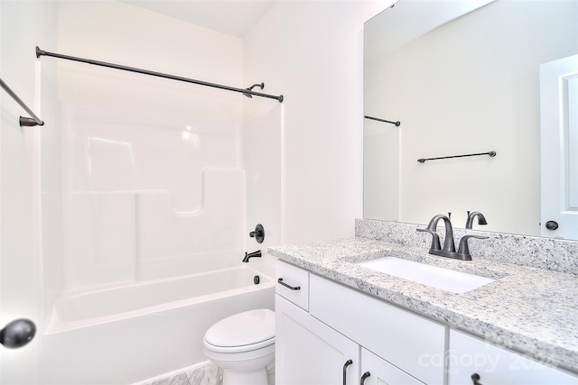 full bathroom with toilet, vanity, and  shower combination