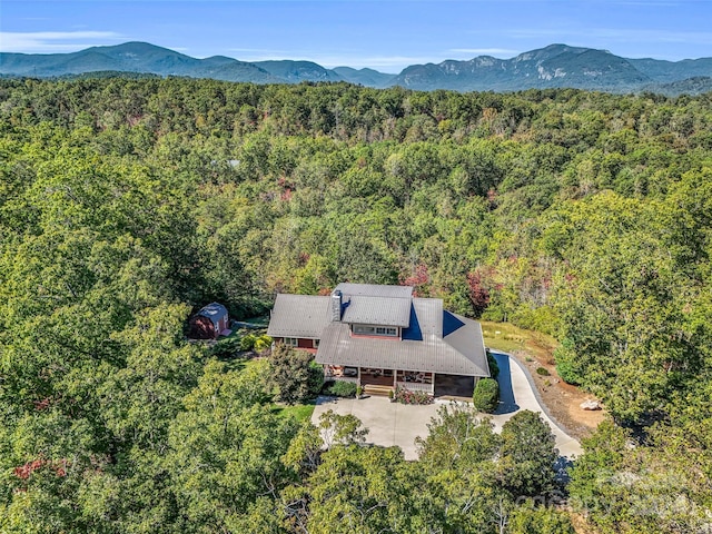 bird's eye view with a mountain view