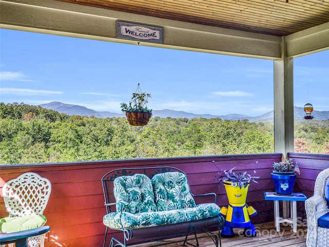 deck featuring a mountain view