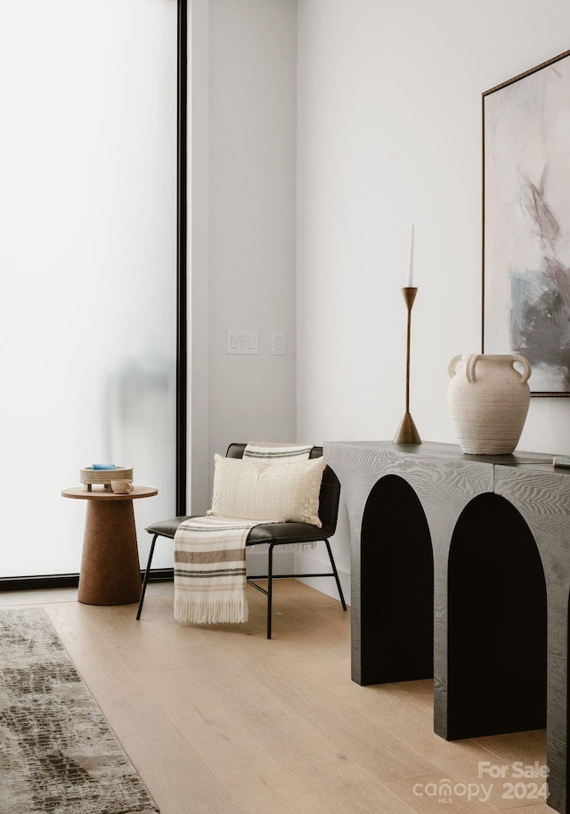 living area with light wood-type flooring