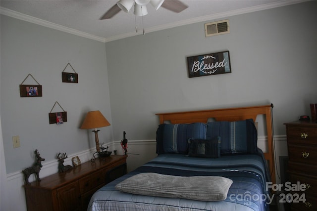 316 N Government St, Lincolnton, NC 28092 - bedroom with crown molding and ceiling fan