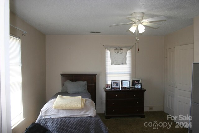 316 N Government St, Lincolnton, NC 28092 - carpeted bedroom featuring ceiling fan and a textured ceiling