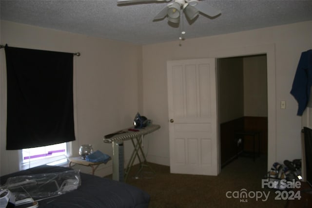 316 N Government St, Lincolnton, NC 28092 - carpeted bedroom featuring ceiling fan and a textured ceiling