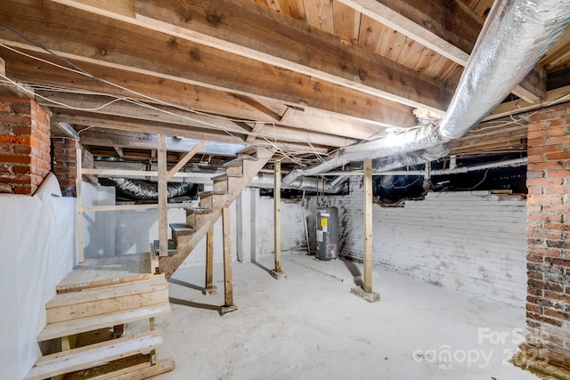 basement featuring water heater