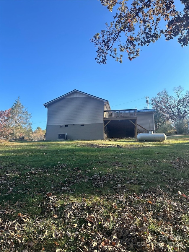 view of home's exterior with a lawn