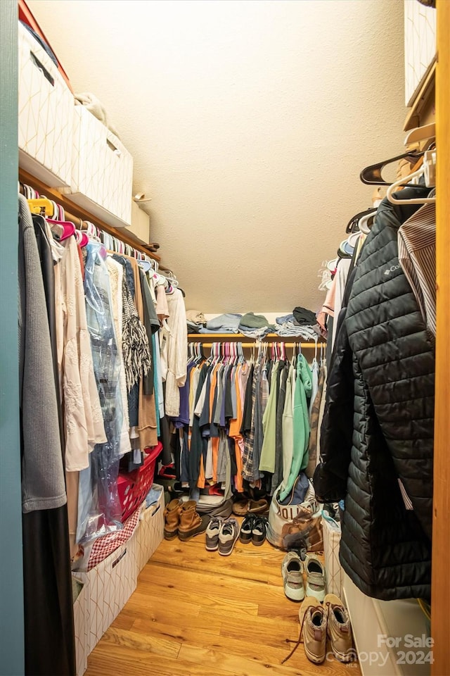 walk in closet featuring wood-type flooring