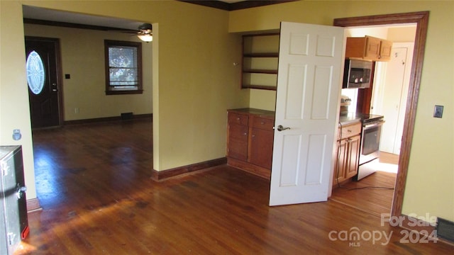 interior space with dark hardwood / wood-style floors