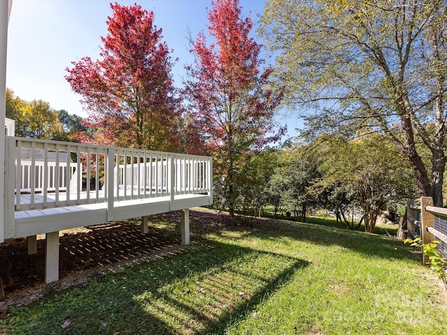 view of yard featuring a deck