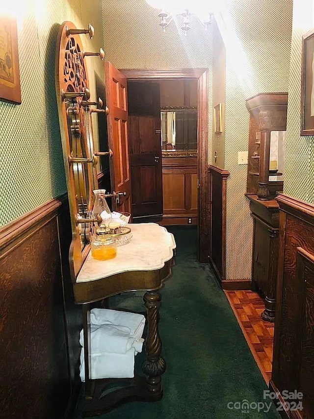 115 S Pearl St, Troy, NC 27371 - dining room with dark parquet floors