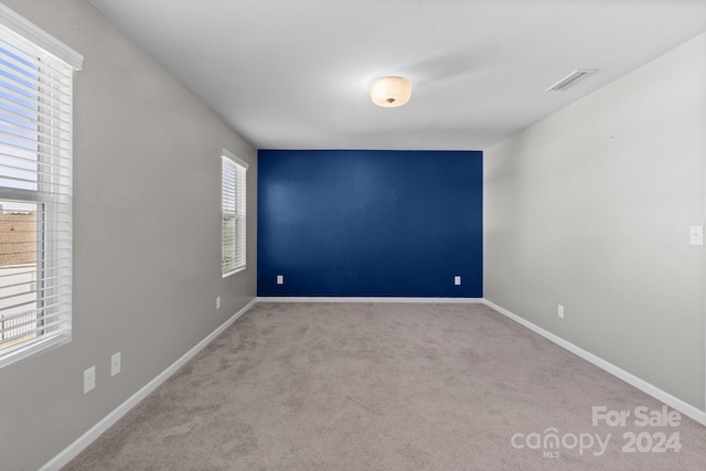 empty room with a wealth of natural light and light carpet