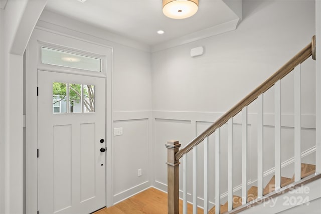 foyer featuring light hardwood / wood-style floors