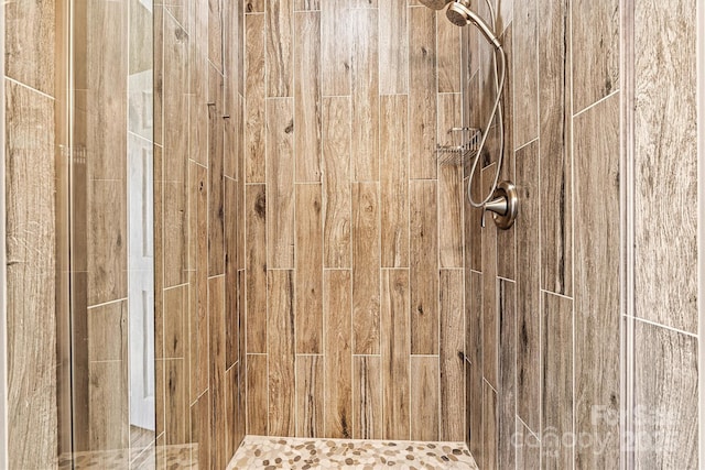 interior details featuring tiled shower