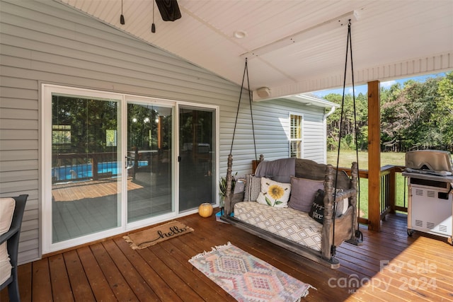 wooden deck with area for grilling