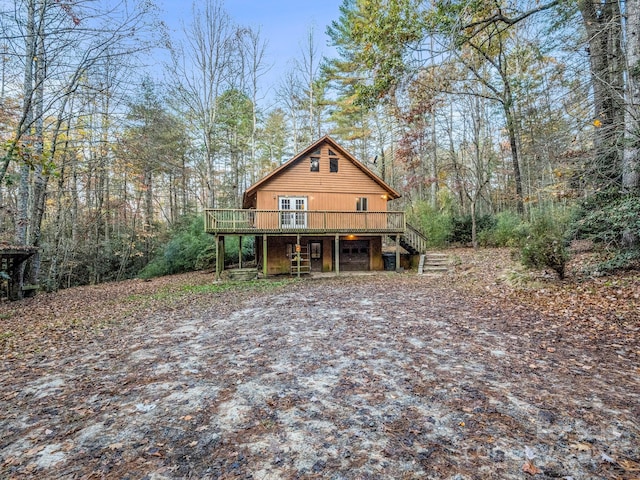 view of front of property with a deck