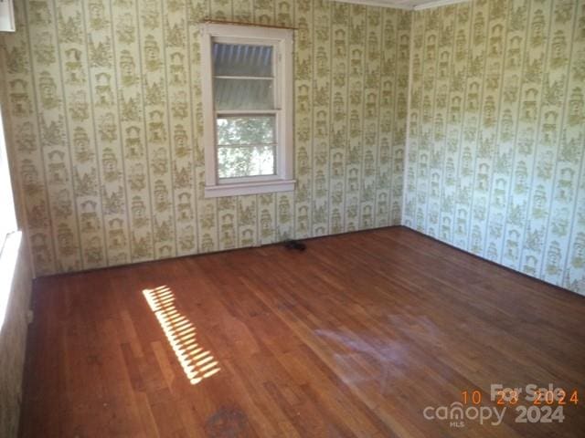 spare room featuring dark hardwood / wood-style flooring