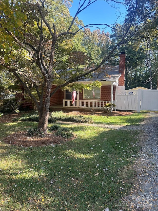 view of yard with a porch