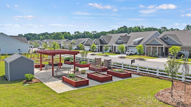 view of yard featuring a patio area and a pergola