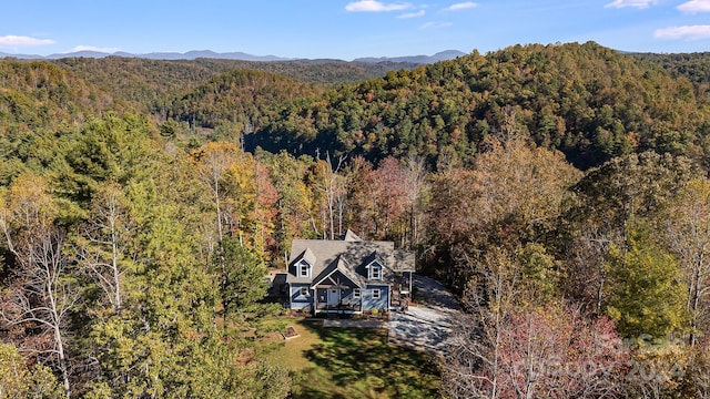 drone / aerial view with a mountain view