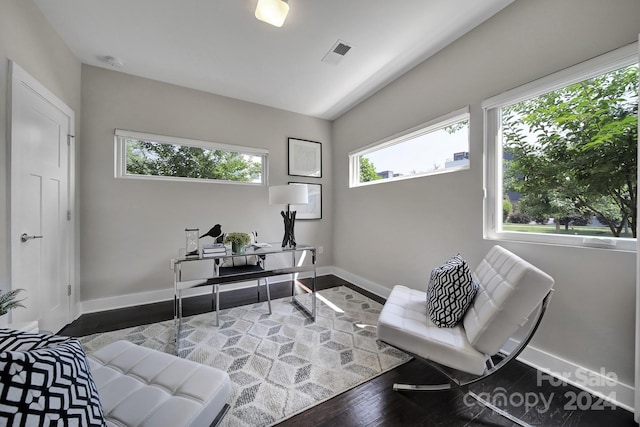 sitting room featuring hardwood / wood-style flooring and plenty of natural light