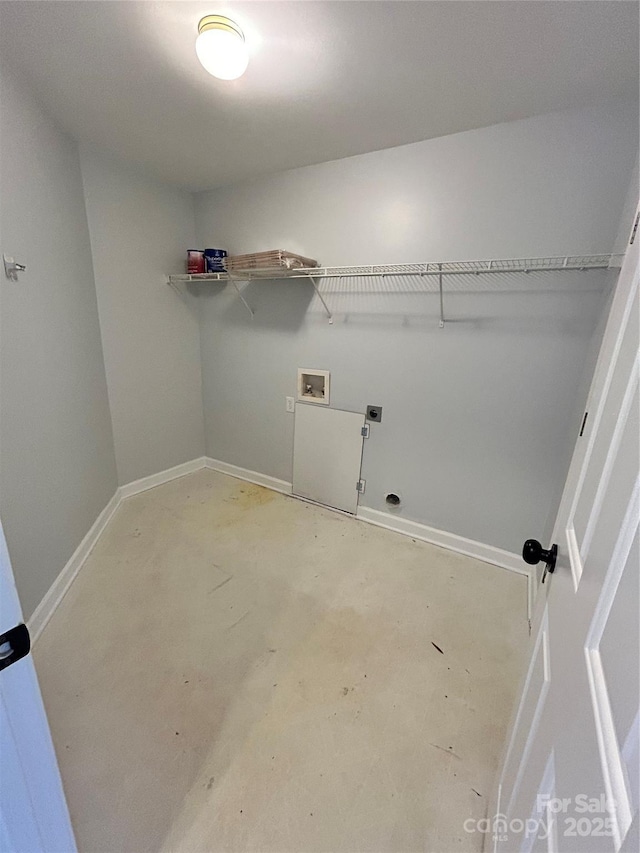 clothes washing area featuring electric dryer hookup and hookup for a washing machine