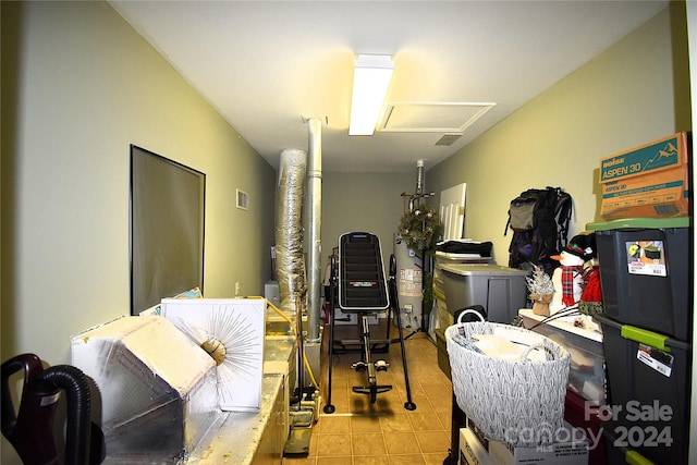 interior space featuring light tile patterned flooring