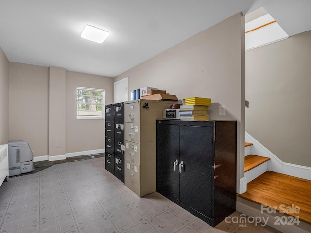 home office with baseboards