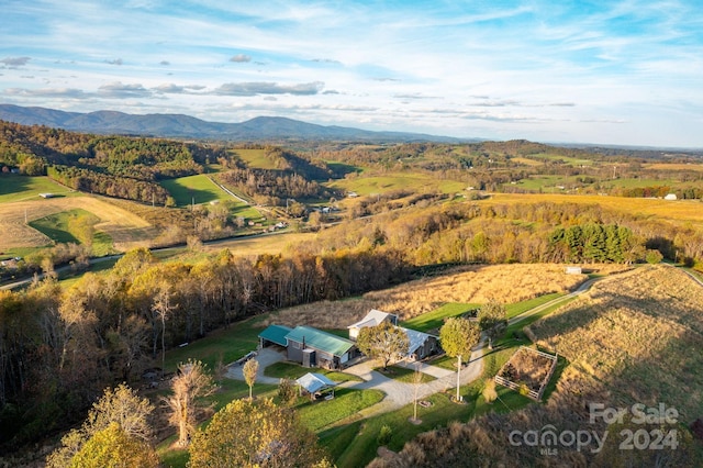 drone / aerial view with a mountain view