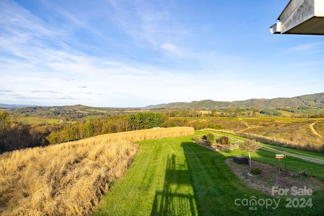 view of yard with a mountain view