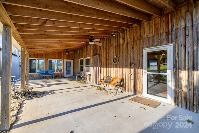 view of patio / terrace featuring ceiling fan