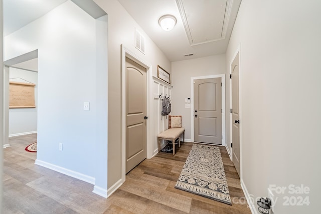 hall featuring light hardwood / wood-style flooring