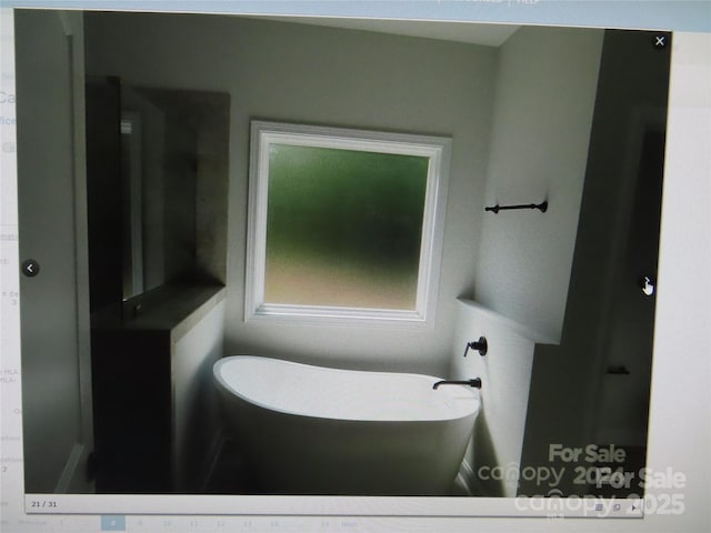 bathroom with a freestanding bath