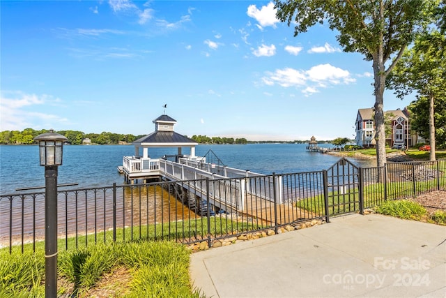 view of dock featuring a water view