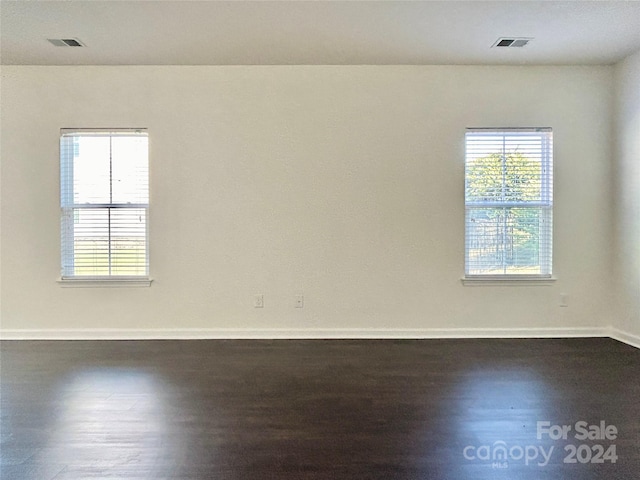 empty room featuring dark wood-type flooring and a wealth of natural light