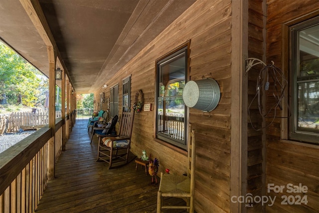 wooden deck featuring a porch