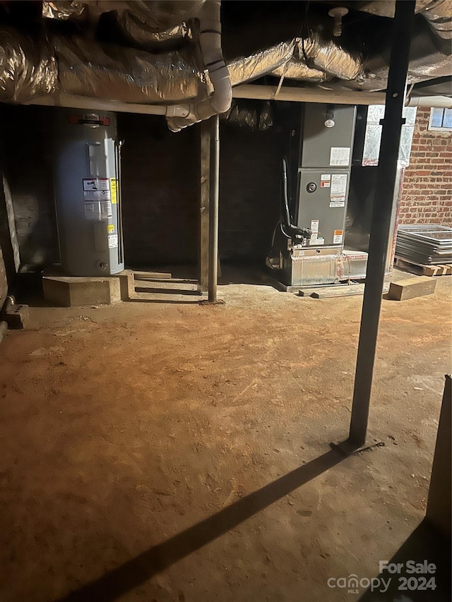 basement with water heater