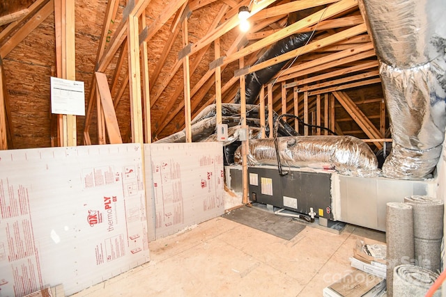 view of unfinished attic