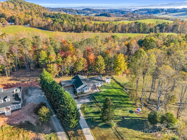 bird's eye view featuring a mountain view