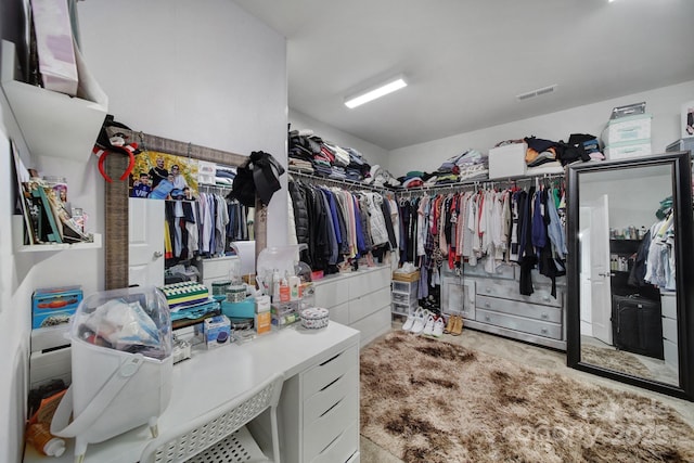 spacious closet with visible vents