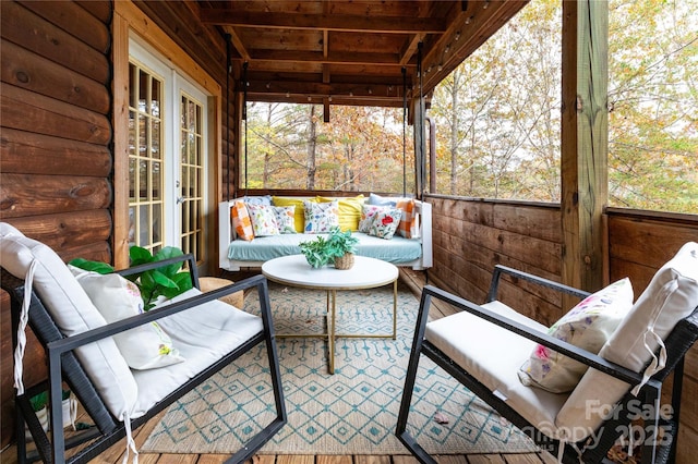 view of unfurnished sunroom