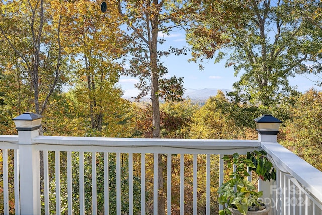 balcony featuring a mountain view