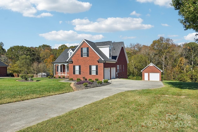 view of front of house featuring a garage and a front yard