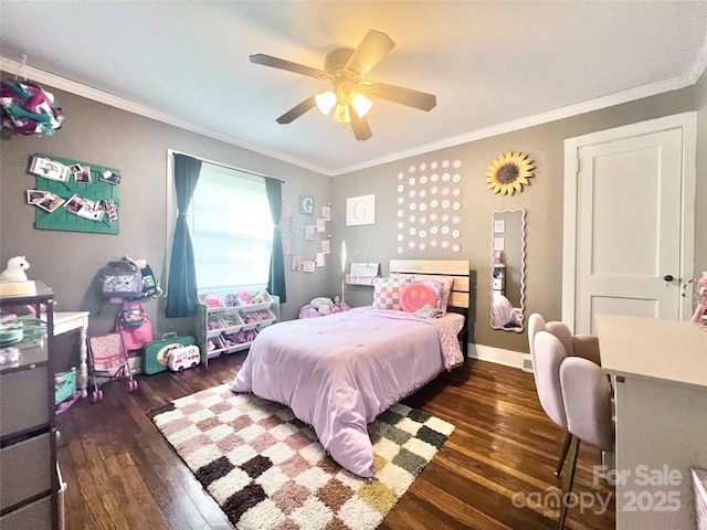 402 Sharon Ave, Lenoir, NC 28645 - bedroom featuring crown molding, ceiling fan, and wood finished floors
