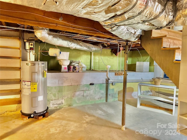 basement with water heater