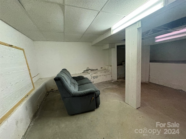 basement with a drop ceiling