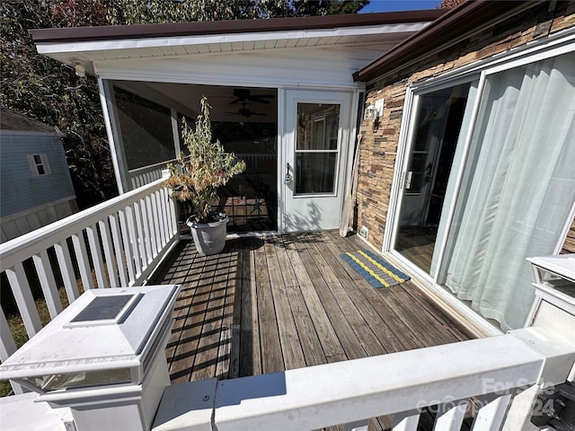 deck featuring ceiling fan