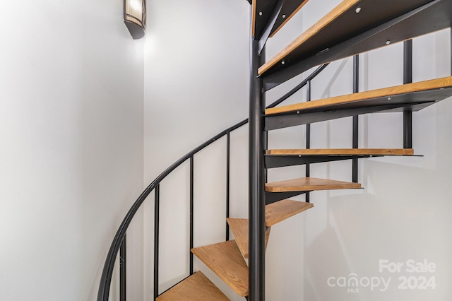 stairs with wood-type flooring