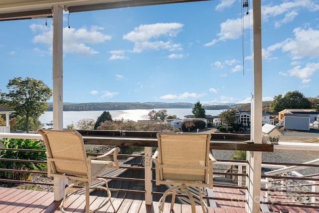 deck with a water view