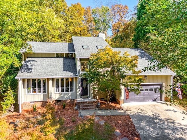 view of front of property with a garage