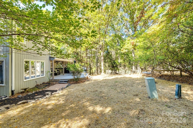 view of yard featuring a deck